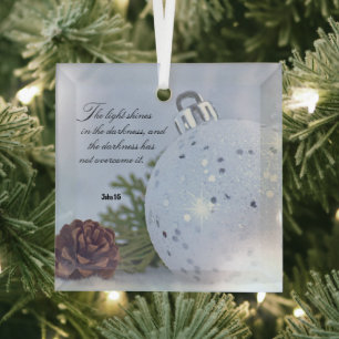 John 1:5 The Light Christmas Glass Ornament