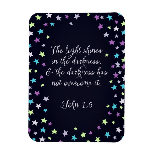 John 1:5 The Light Shines in The Dark Bible Quote Magnet (Vertical)