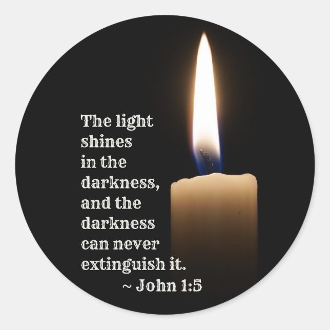John 1:5 The Light Shines in the Darkness Classic Round Sticker (Front)
