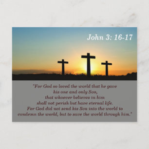 John 3:16-17 For God So Loved Bible Verse Memory Postcard