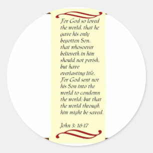 John 3:16- 17stickers classic round sticker