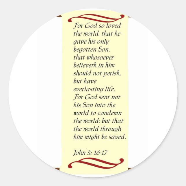 John 3:16- 17stickers classic round sticker (Front)