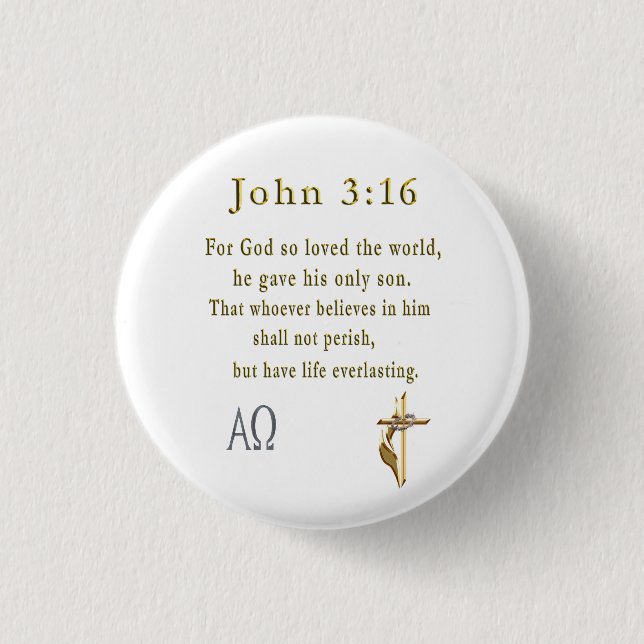 John 3:16 3 cm round badge (Front)