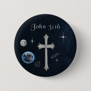 John 3:16 6 cm round badge