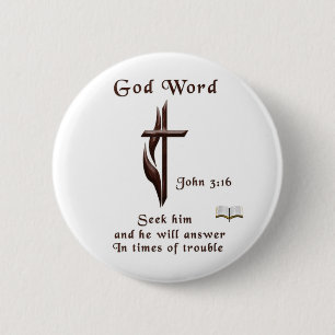 John 3:16 6 cm round badge