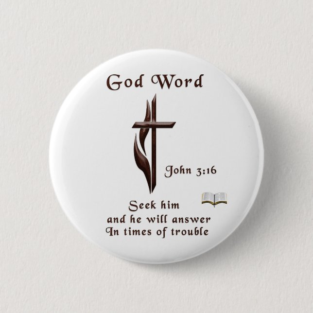 John 3:16 6 cm round badge (Front)