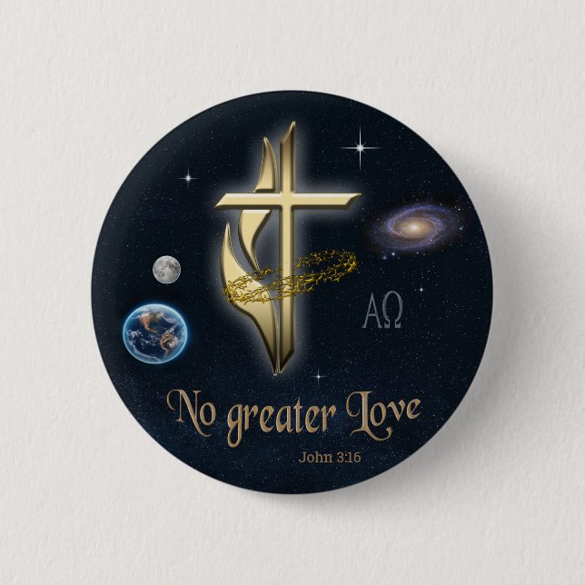 John 3:16 6 cm round badge (Front)