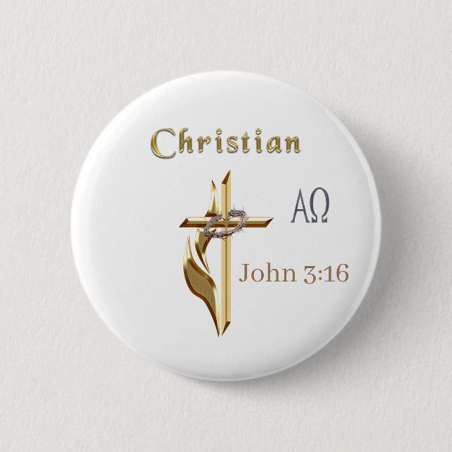JOhn 3:16 6 Cm Round Badge (Front)