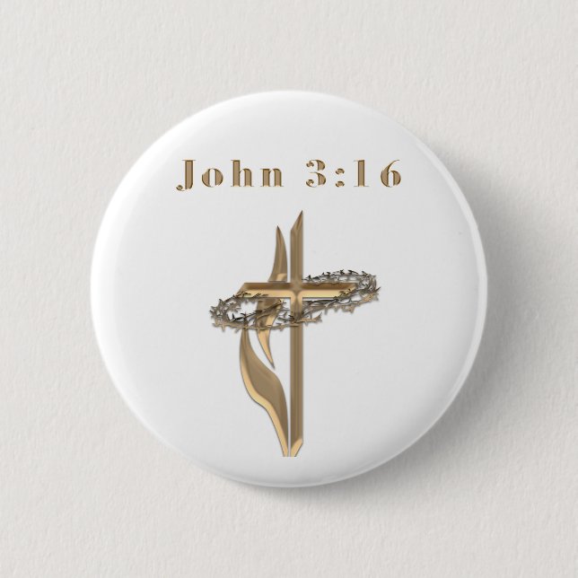 John 3:16 6 cm round badge (Front)