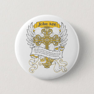 John 3:16 6 cm round badge