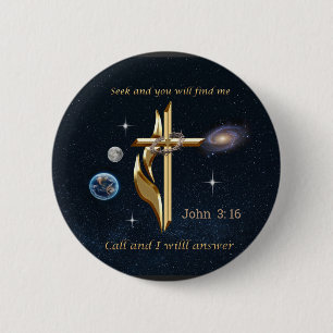 John 3:16     6 cm round badge
