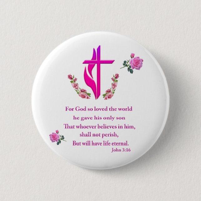 John 3:16 6 cm round badge (Front)
