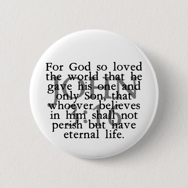 John 3:16 6 cm round badge (Front)