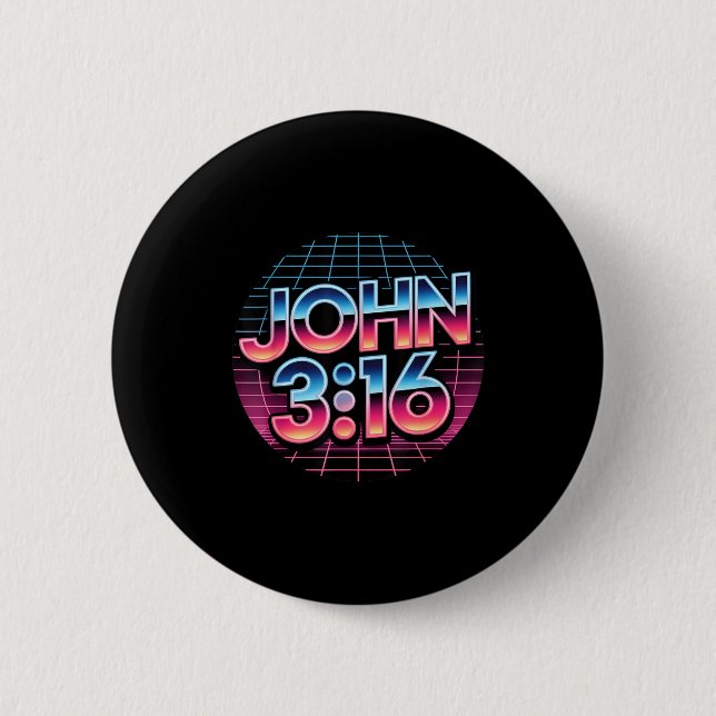 John 3_16 80s Retro Christian Faith Design  6 Cm Round Badge (Front)