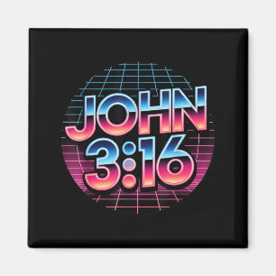 John 3_16 80s Retro Christian Faith Design Magnet