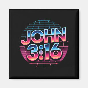John 3_16 80s Retro Christian Faith Design Magnet