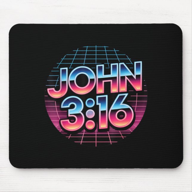 John 3_16 80s Retro Christian Faith Design  Mouse Mat (Front)
