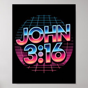 John 3_16 80s Retro Christian Faith Design  Poster