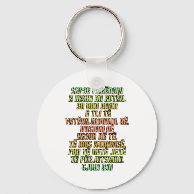 John 3:16 Albanian Key Ring (Front)