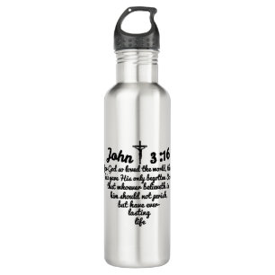 John 3:16 Bible Full Verse Heart 710 Ml Water Bottle