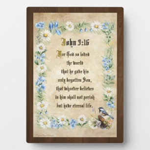 John 3:16 Bible Quote Tabletop Plaque with Easel
