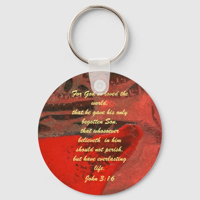 John 3:16 Bible scripture salvation truth Keychain (Front)