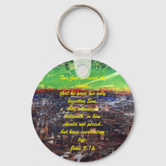 John 3:16 Bible scripture salvation truth Keychain