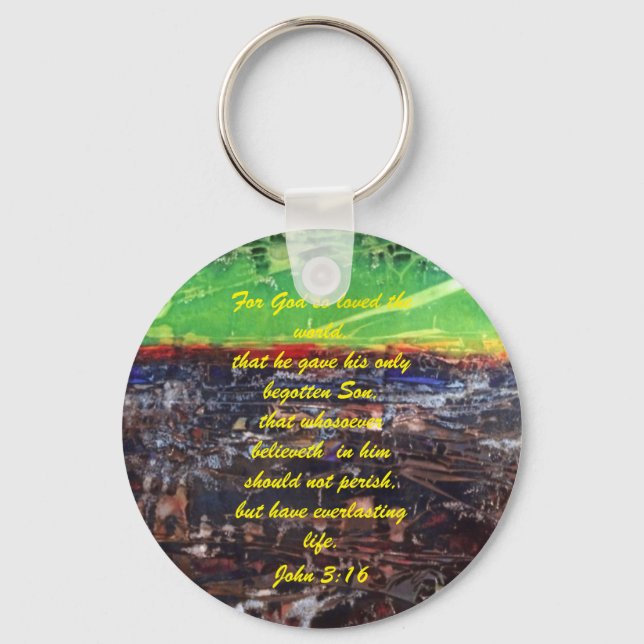 John 3:16 Bible scripture salvation truth Keychain (Front)