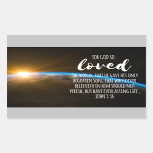 John 3:16 Bible Verse Christian Rectangular Sticker