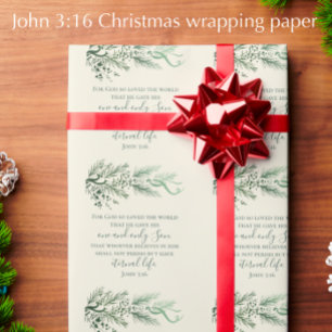 John 3:16 Bible Verse Custom Modern Christmas Wrapping Paper