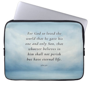 John 3:16 Bible Verse Image Laptop Sleeve