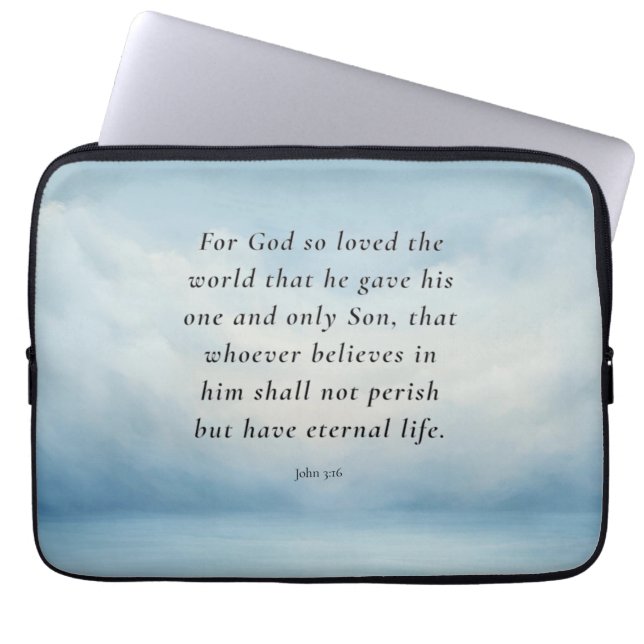 John 3:16 Bible Verse Image Laptop Sleeve (Front)