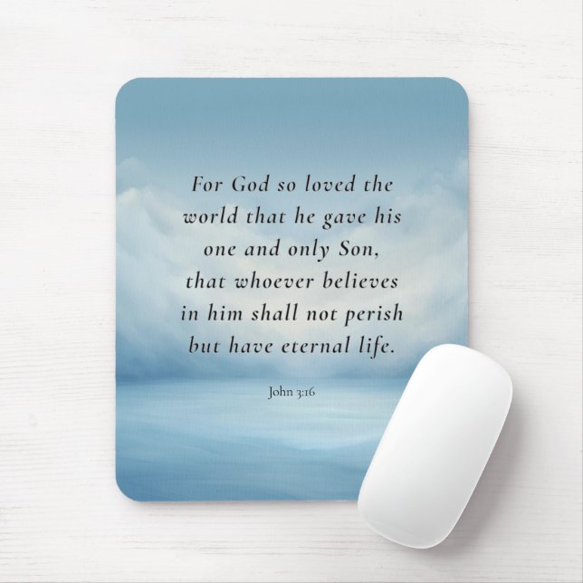 John 3:16 Bible Verse Image Mouse Mat (With Mouse)