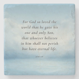 John 3:16 Bible Verse Image Stone Coaster