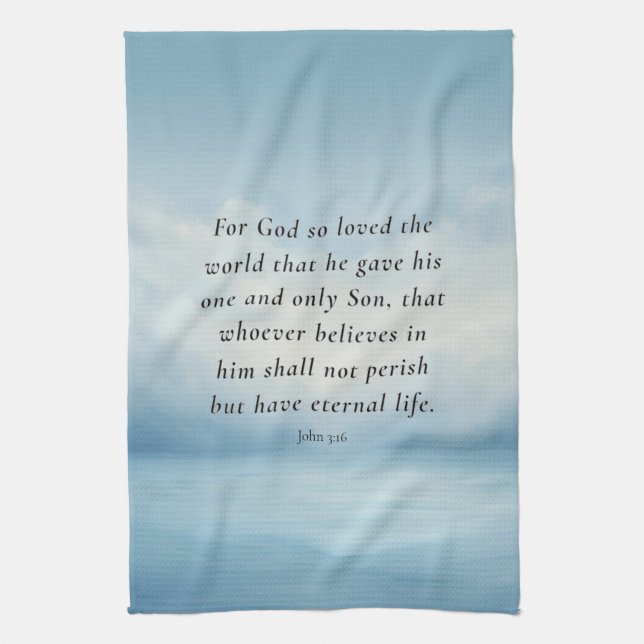 John 3:16 Bible Verse Image Tea Towel (Vertical)