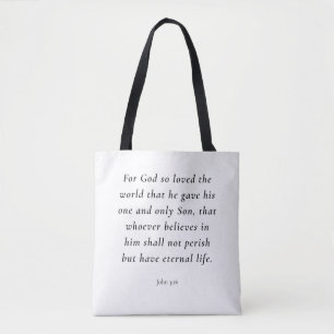 John 3:16 Bible Verse Image Tote Bag