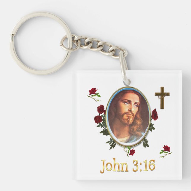 John 3:16 Bible verse Key Ring (Front)