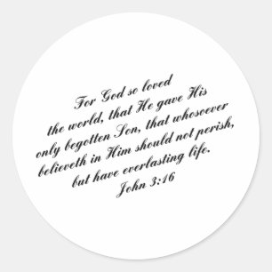 John 3:16 Bible Verse (KJV) Classic Round Sticker