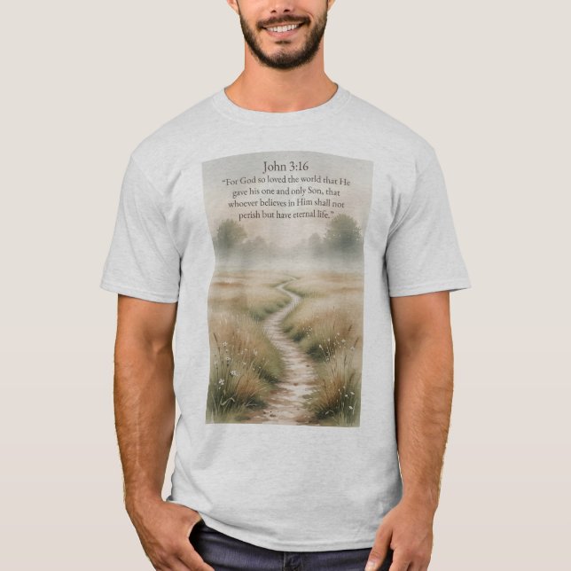 John 3:16 Bible Verse Men's Tee Shirt (Front)