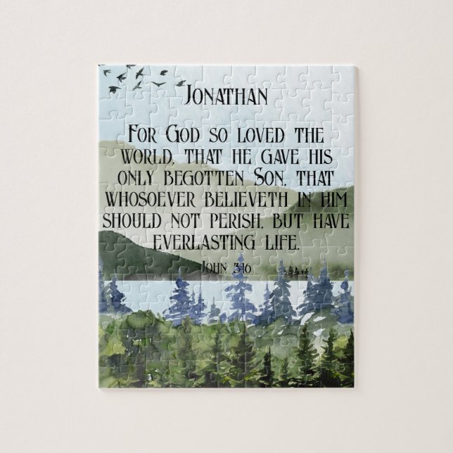 John 3 16 Bible Verse Nature Christian Gift Name Jigsaw Puzzle (Vertical)