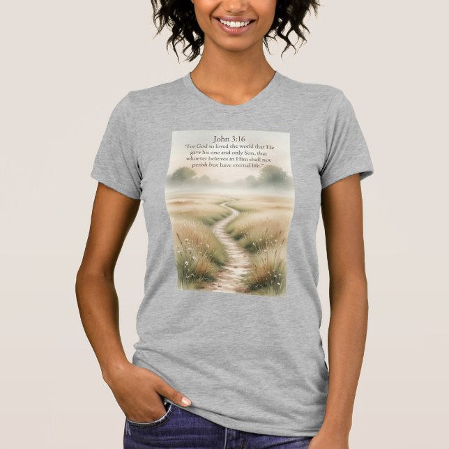 John 3:16 Bible Verse Women's Tee Shirt (Front)