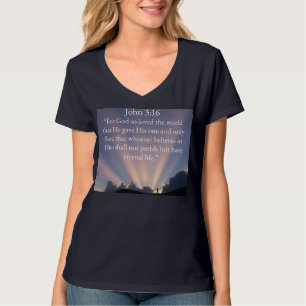 John 3:16 Bible Verse Women's V-Neck Tee Shirt