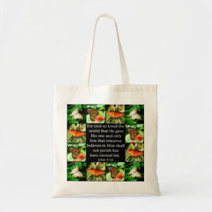 JOHN 3:16 BUTTERFLY DESIGN TOTE BAG