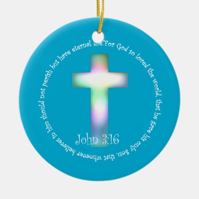 John 3:16 ceramic tree decoration (Front)