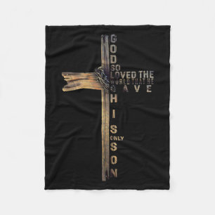 John 3_16 Christian Cross Bible Shirt Christian Qu Fleece Blanket