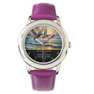 John 3:16 Christian Faith cross with ducks Watch