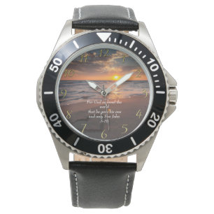 John 3:16 Christian Faith ocean with a sunset Watch