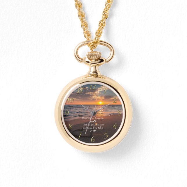 John 3:16 Christian Faith ocean with a sunset   Watch (Front)