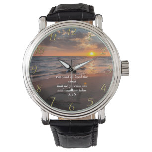 John 3:16 Christian Faith ocean with a sunset  Watch