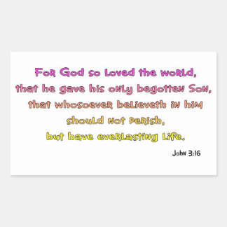 John 3:16 Christian Gift Rectangular Sticker